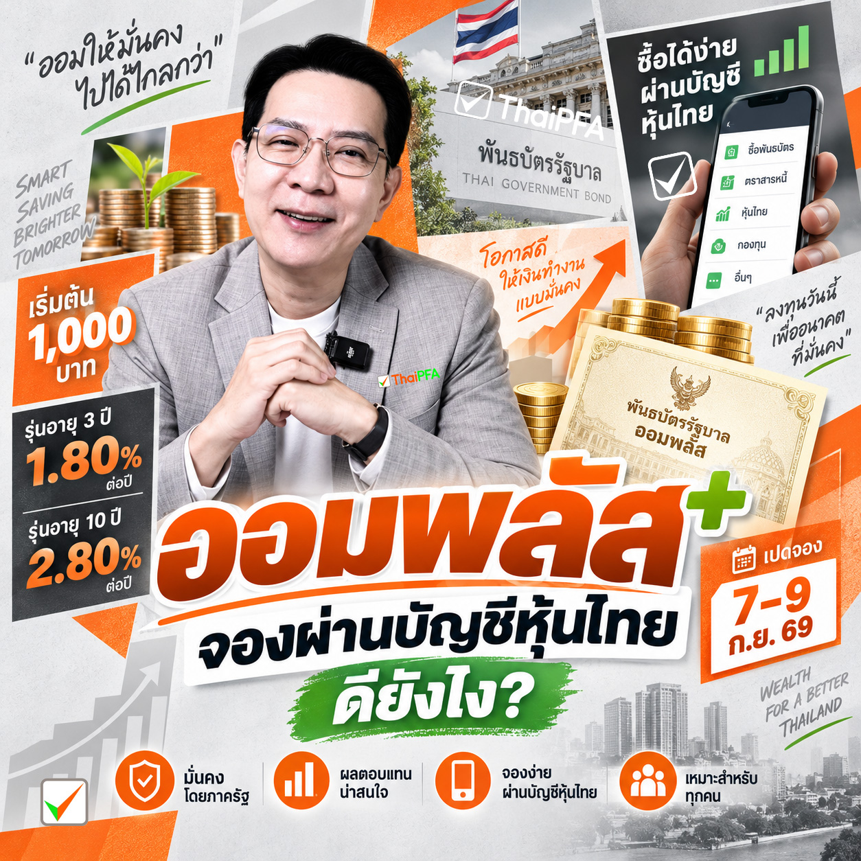 ออมพลัสเปิดทางให้ซื้อพันธบัตรรัฐบาลผ่านบัญชีหุ้น เริ่มต้นไม่สูง แต่ก่อนจองต้องเข้าใจเรื่องอายุพันธบัตร ดอกเบี้ย และความเสี่ยงหากขายก่อนครบกำหนด